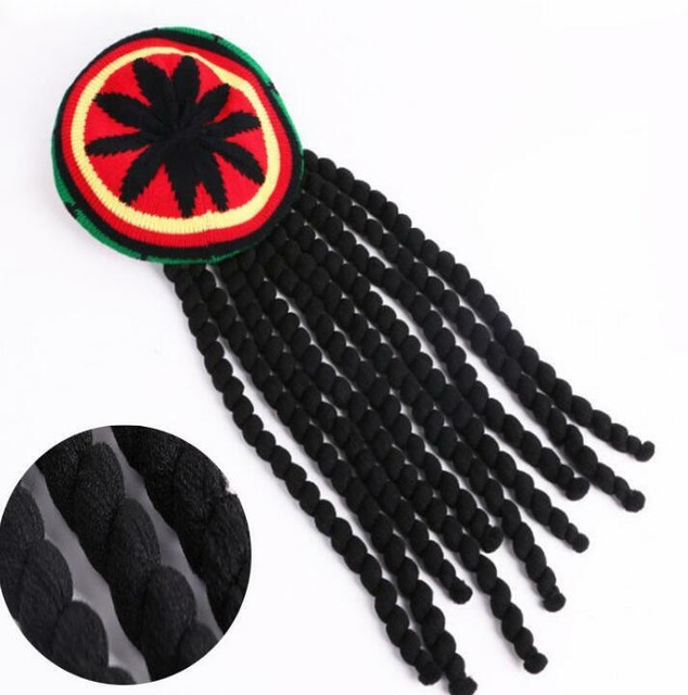 Adult Rasta Jamaican Hat Dread Locks Wig Bob Marley Fancy Dress Cap Carribean