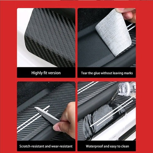 Carbon Fiber Leather Car Door Sill Anti Slip Protector Strip Sticker Accessories - Picture 8 of 15
