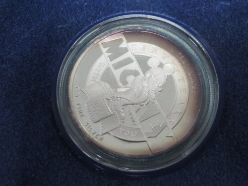 1988 WALT DISNEY Mickey Mouse 60 YEARS WITH YOU SILVER COIN 1 Troy Oz TONED ~#66 - Picture 2 of 3