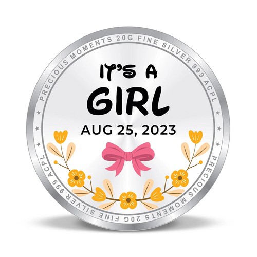 Personalized New Born Baby Girl Gift Coin / Customized New Born Baby Girl Gift - Picture 2 of 2