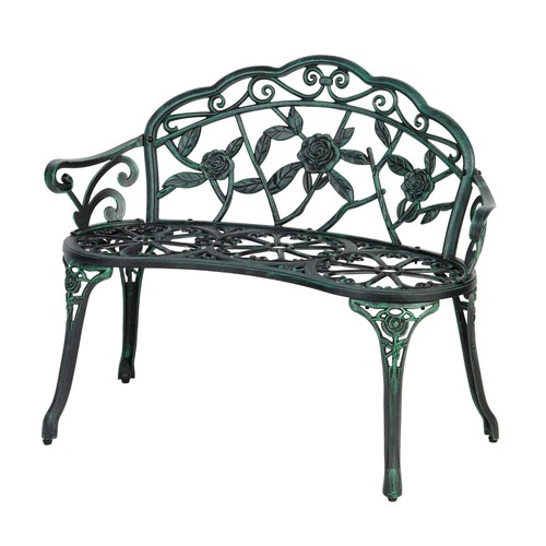 Cast Aluminium Garden Bench Metal Frame 2 Seater Patio Chair Outdoor Seating - Picture 8 of 9