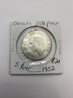 1952 Canadian (Canada) Silver Half Dollar 50 Cent Coin George VI Circulated