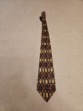GIVENCHY Monsieur 100% Italian Silk Tie Gold Gray Print Made in the USA!