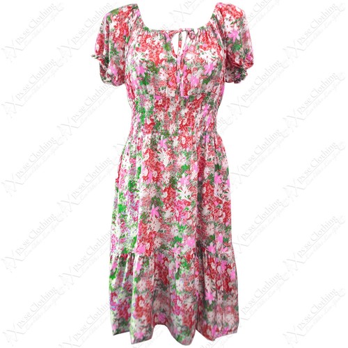 NEW WOMENS DITSY FLORAL PRINT TIERED DRESS SLEEVELESS SKATER LADIES SUMMER LOOK - Picture 170 of 171