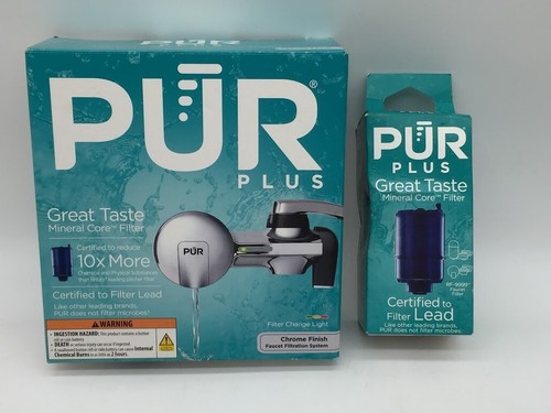 PUR PLUS Faucet Mount Filtration System, Chrome with Water Filter Cartridge - Picture 1 of 6