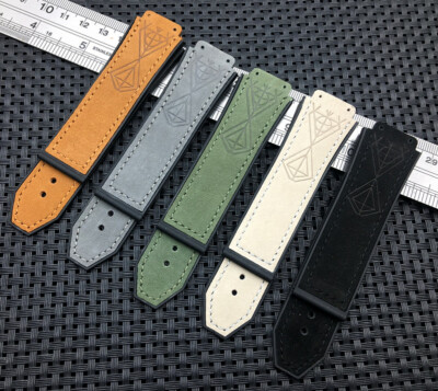 25*19mm Crazy Horse Leather & Rubber Watchband Strap For