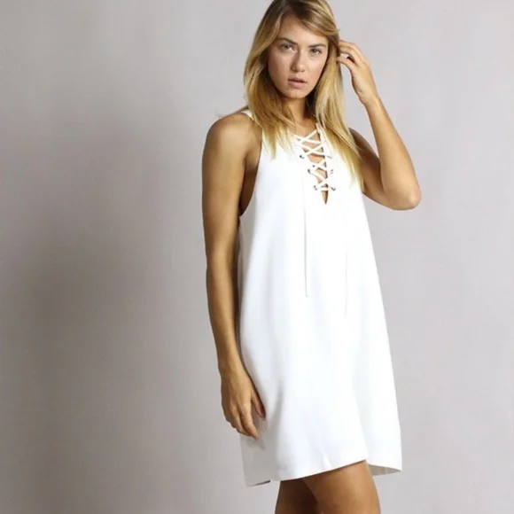knee length dresses for ladies Joa Embroidered Lace Trimmed Flare Maxi Dress