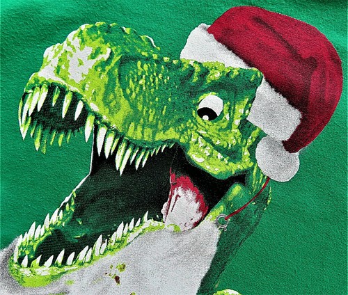 Santa Claus Green Dinosaur Gingerbread Boys Kids Place T-Shirt Size S/P- 5/6 - Picture 2 of 12