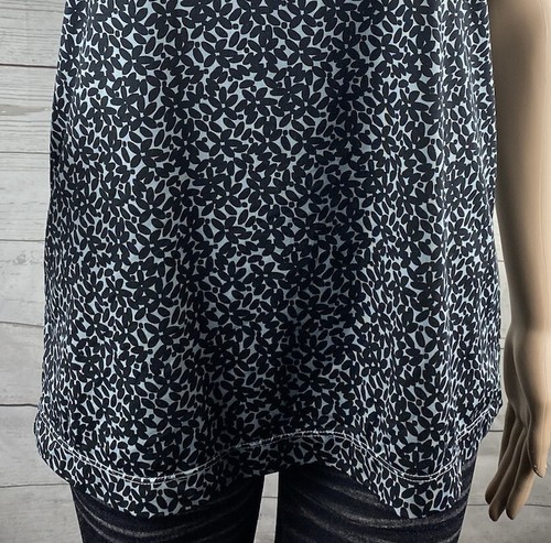 Gap Fit Athletic Tank Top Medium Gray Black Floral Pattern Racerback Gym Shirt - Picture 8 of 12