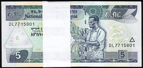 Ethiopia 5 Birr 2009 - 2017, UNC, BUNDLE, Pack of 100 PCS , Consecutive, P-47h - 第 1/5 張圖片