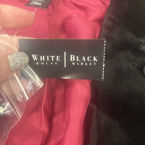 White House Black Market Velvet Blazer Size 00 Satin Fitted Cropped Jkt Gothic - Picture 4 of 19