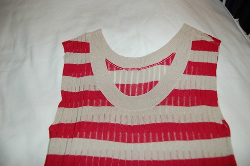 Alexander Wang Womens Knit Top Shirt Small Sleeveless Striped Beige/Burgundy - Picture 6 of 10
