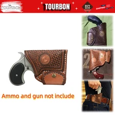 TOURBON Leather Pocket Holster w/Ammo Carrier Fit 22 Mag Mini Revolver Belt Case