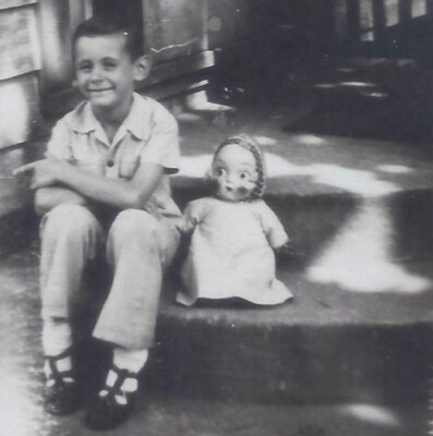 1930s? SNAPSHOT PHOTO YOUNG BOY WEARING GIRLS