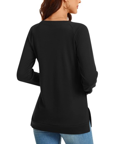 Women's 2024 Fall Casual Long Sleeve T-Shirt Side Split Tunic Tops for Leggin... - Picture 4 of 5