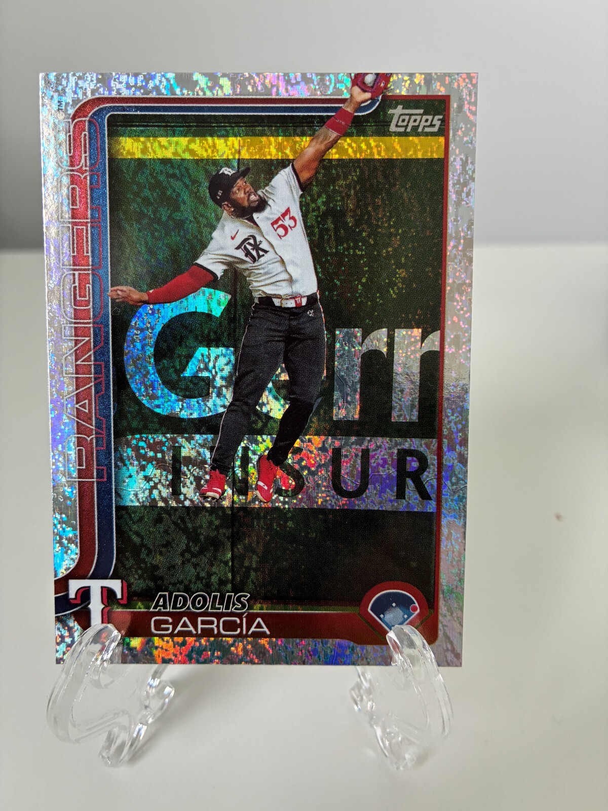 🔥 2025 Topps Series 1 – Adolis García Sandglitter Parallel SP – Texas Rangers