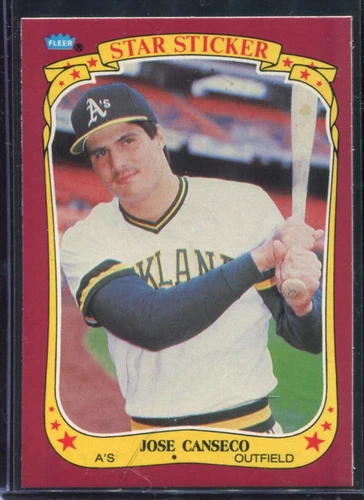 1986 Fleer Baseball Jose Canseco #19 Oakland Athletics Star Sticker 