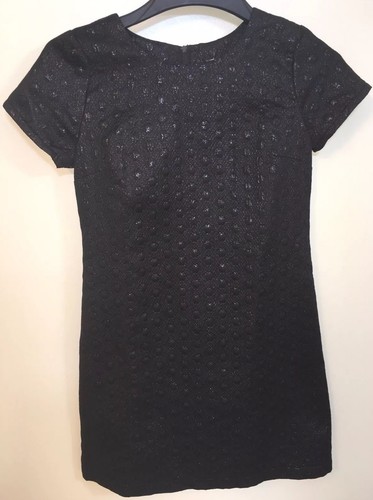 XHILARATION HOLIDAY DRESS BLACK SHINY TEXTURED PATTERN WOMEN’S PETITE SIZE S - Picture 1 of 4