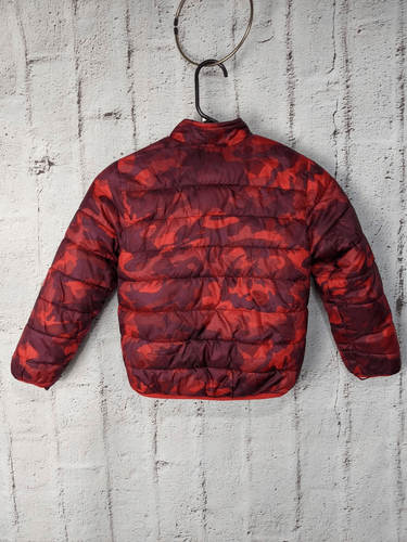 Nike Boy's Red Camo and Gray Reversible Puffer Down Jacket sz 7 Winter Hooded - Picture 4 of 11