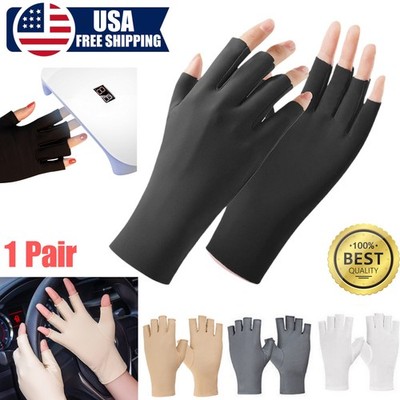 Cool Ice Silk Fingerless Gloves Women Summer Sunblock UV-Protect Driving Gloves