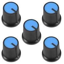 5Pcs Plastic Potentiometer Volume Control Rotary Knob Knurled Shaft Hole Blue