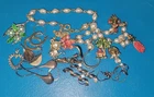 Vintage Lot Of Costume Jewelry Earings Pins Bracelets Charms