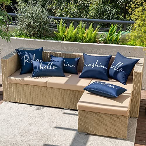 Juego de 2 fundas de almohada impermeables para exteriores decorativas Hello Sunshine - Imagen 4 de 6