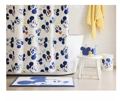 Disney's Mickey Mouse Shower Curtain The Big One Kids Face Allover Print 70 x 72 - Picture 4 of 4