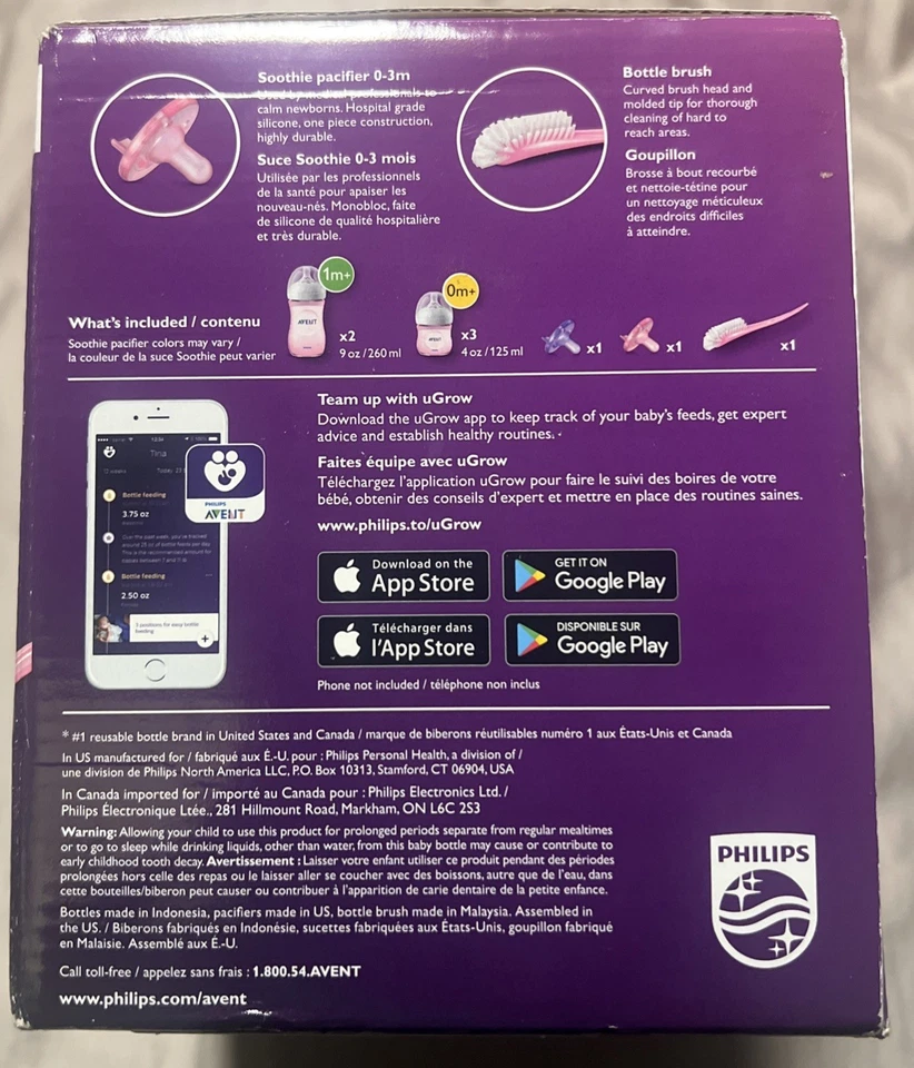 Philips AVENT SCD206/11 自然色 婴儿奶瓶套装 - 粉红色 — 第 3/4 张图片