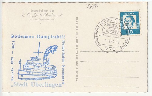 AK  Überlingen Bodensee ,  Am Hafen mit einem Dampfschiff    alt !! - Bild 2 von 2