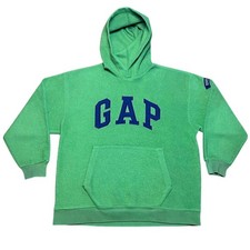 Y2K Gap Green Fleece Hoodie with embroidered spell out logo XL