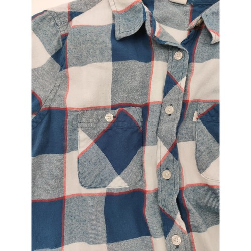 Camisa Levis Mujer Talla Pequeña Azul Blanco Rojo A Cuadros Abotonada Manga Larga Pecho - Imagen 6 de 12