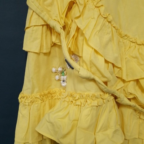 Vintage Anthropologie Lithe Yellow Embroidered Ruffle Midi Skirt Size 8 - Picture 3 of 10