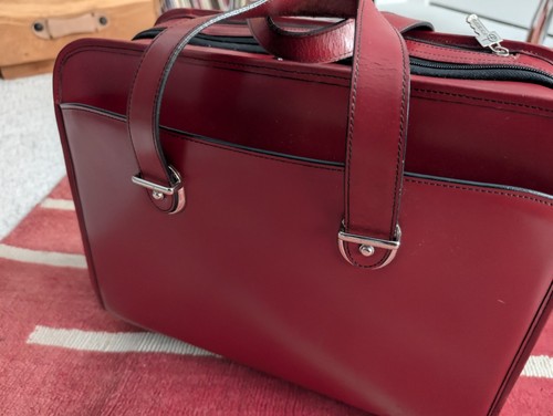 Jack Georges vertikale Reise-Aktentasche 12 H" x 16,5 W auf Rädern rot italienisches Leder - Bild 11 von 13