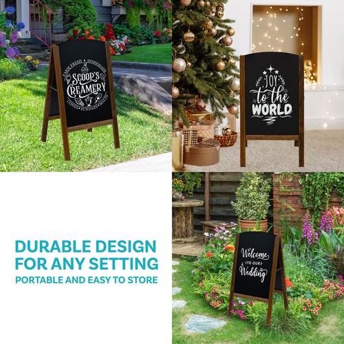 32" x 18" Chalkboard with Chalk and Eraser - Rustic Brown by Sunnydaze - Picture 3 of 9