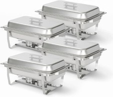 Alpha Living 4 Pack Chafing Dish Full Set – Stainless 4 - Regular Edge 
