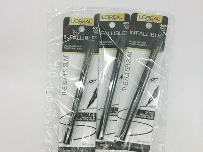 L'Oreal Paris Infallible Super Slim Liquid Eyeliner Black 12H, 3 pack