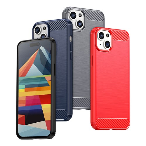 Elastyczne etui wzór karbon do iPhone 15 Plus Carbon Case - niebieskie - Zdjęcie 7 z 8
