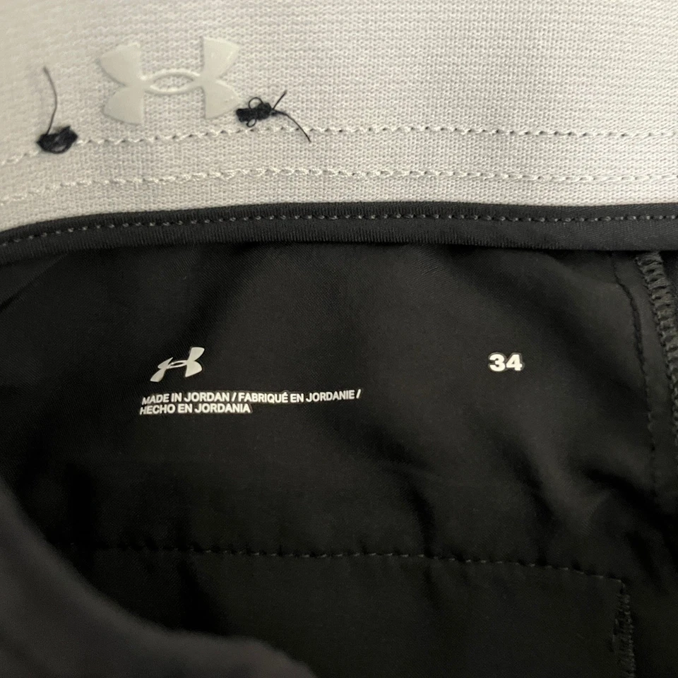 Pantalones cortos de golf Under Armour para hombre talla 34 gris oscuro lunares frente plano poliéster Foto 4 de 4