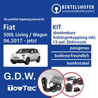 für Fiat 500L Living / Wagon 06.2017-Jetzt AHK Abn. +13Pol Sp. E-Satz TOP