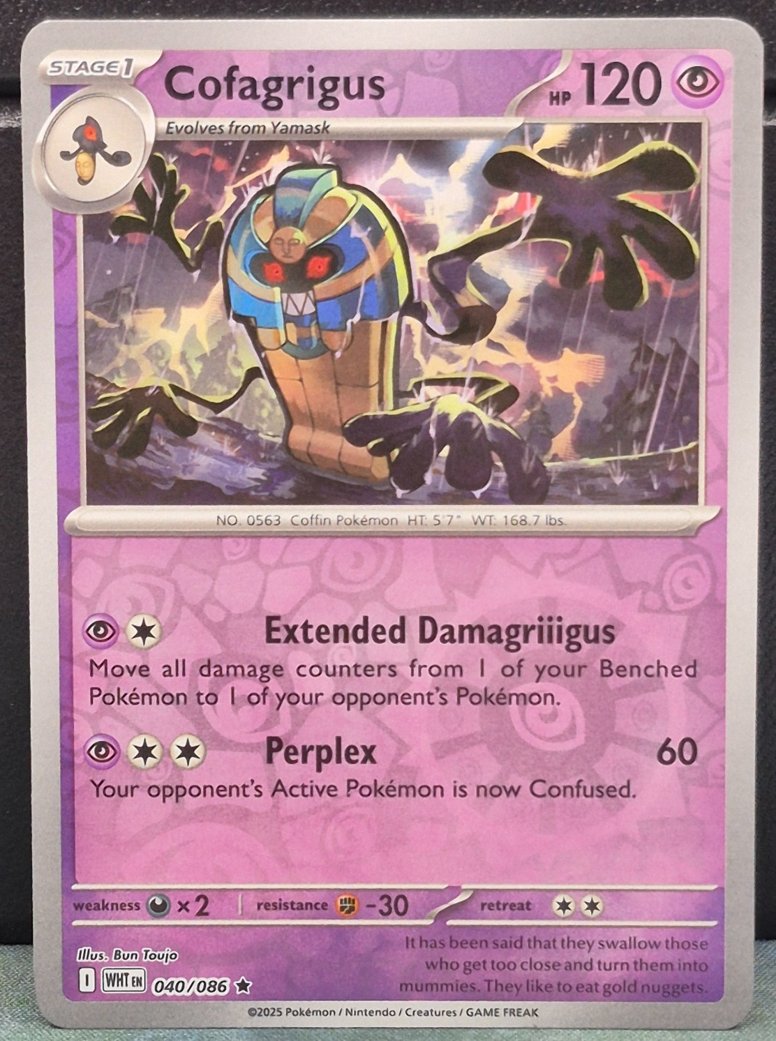 Cofagrigus 040/086 Reverse Holo Rare White Flare Pokemon Near Mint Card Game TCG
