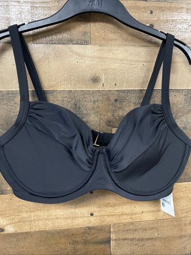 Lands' End Women's Retro Underwire Bikini Top - Black SPF-50 Size 14 - Picture 4 of 10