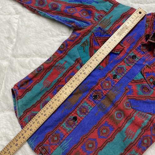 Vintage 90s CBM Ranch Cactus Connection Youth Kids Size Small Aztec Button Shirt - Picture 9 of 11