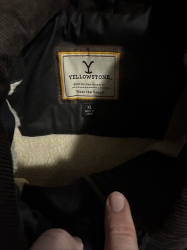 Yellowstone Dutton Ranch Chore cappotto/giacca cerato sherpa foderato XL nero/marrone - Foto 7 di 13