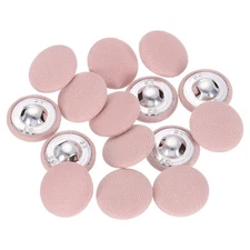 15Pcs Fabric Cloth Covered Button, 20mm 32L Metal Shank Buttons, Pink
