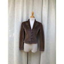 Dorothy Schoelen purple brown iridescent velvet blazer jacket floral embroidery
