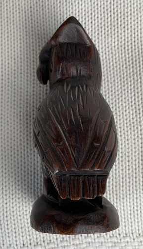 Vtg Hand Carved Dark Wooden Detailed Owl Statue Sculpture Figurine MCM, 4.75” - Picture 7 of 8