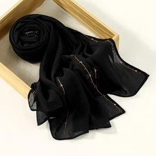 Women Chiffon Rhinestone Long Scarf Wrap Shawls Stole Fashion Scarves  Muslim