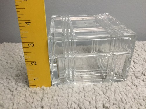 Vintage Klar Schliff Glas Quadrat Schmuckschatulle Ring Schale Waschtisch mit Deckel, 3,5/2" hoch - Bild 5 von 5