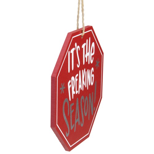 Adorno de letrero de Navidad de madera roja Northlight 5" It's the Freaking Season - Imagen 3 de 5